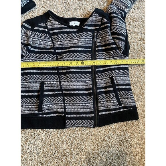 LOU & Grey Womens Large Pattern Play Moto Jacket Zip Front Black White C… - Picture 5 of 8